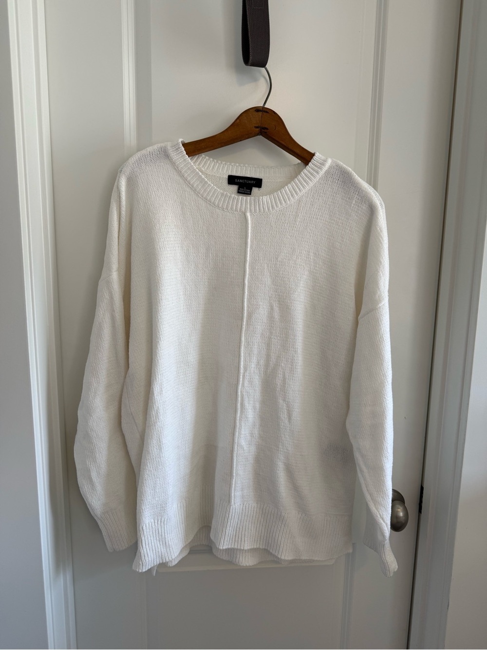 Sanctuary Off-White Center-Seam Crewneck Sweater